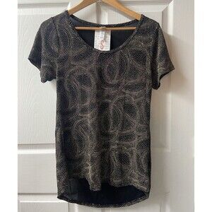 Lularoe Classic T-shirt Womens Small Gold Glitter SS Party Cruise Night Out